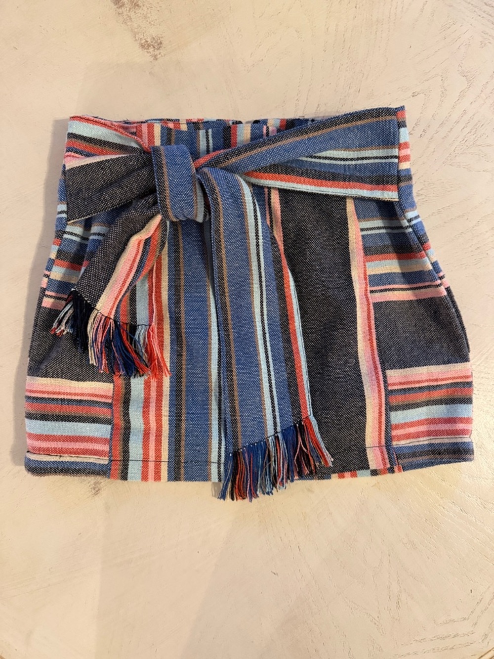 Guess Multicolor Striped Waistband Skirt - attached frayed edge belt size 0